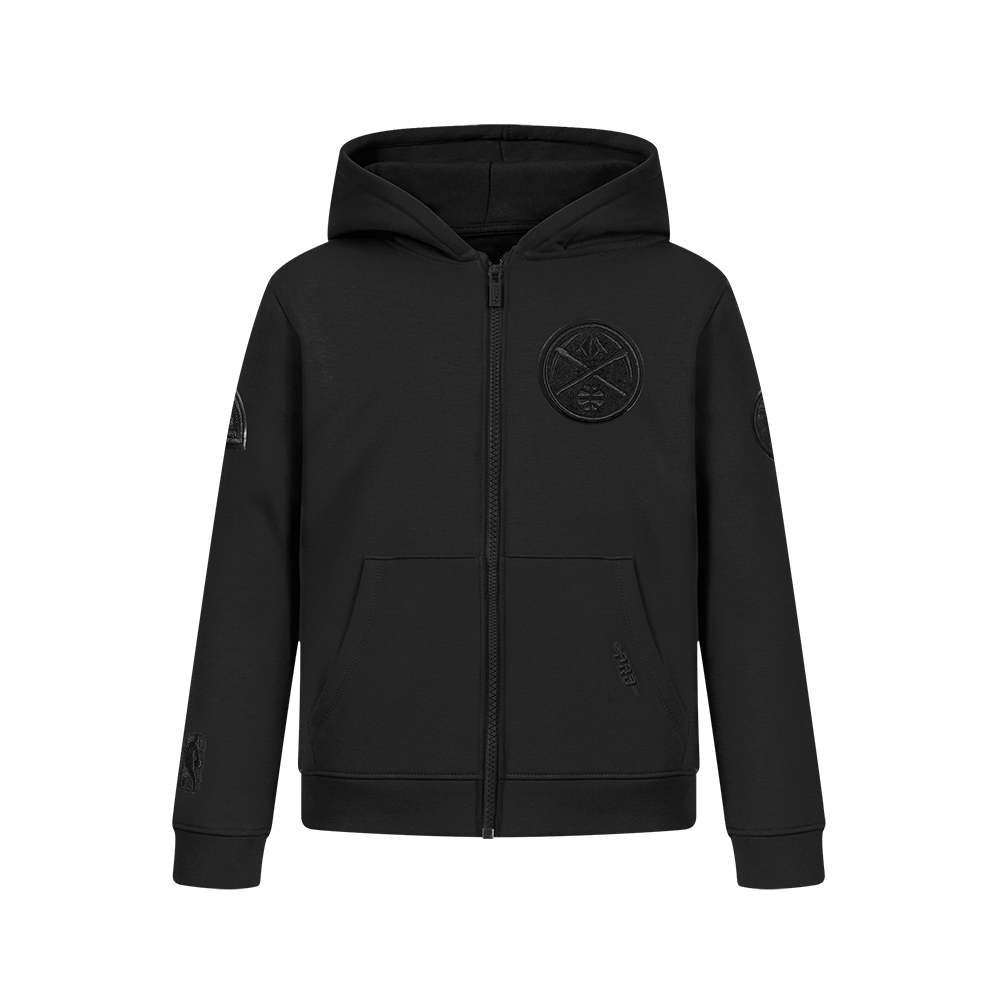 NBA DENVER NUGGETS CLASSIC 3BK BIG BOY'S FULL ZIP HOODIE (BLACK)