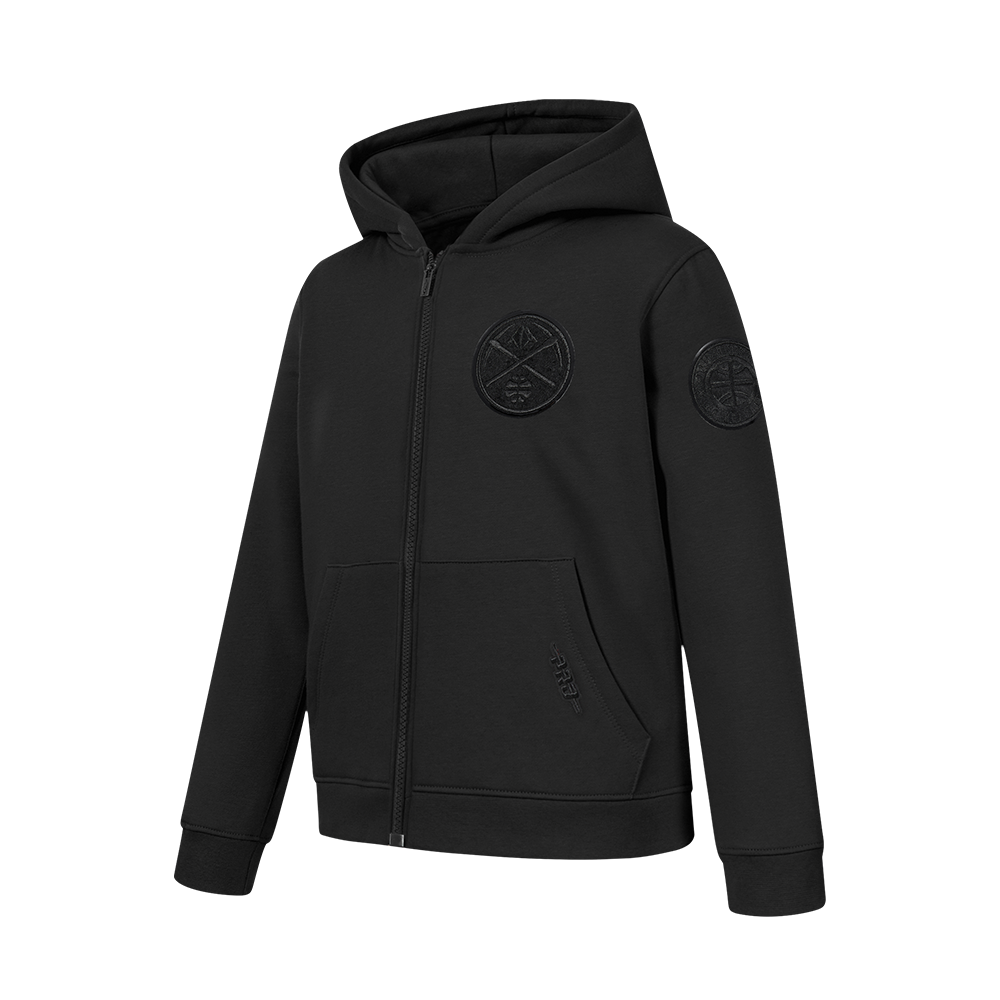 NBA DENVER NUGGETS CLASSIC 3BK BIG BOY'S FULL ZIP HOODIE (BLACK)