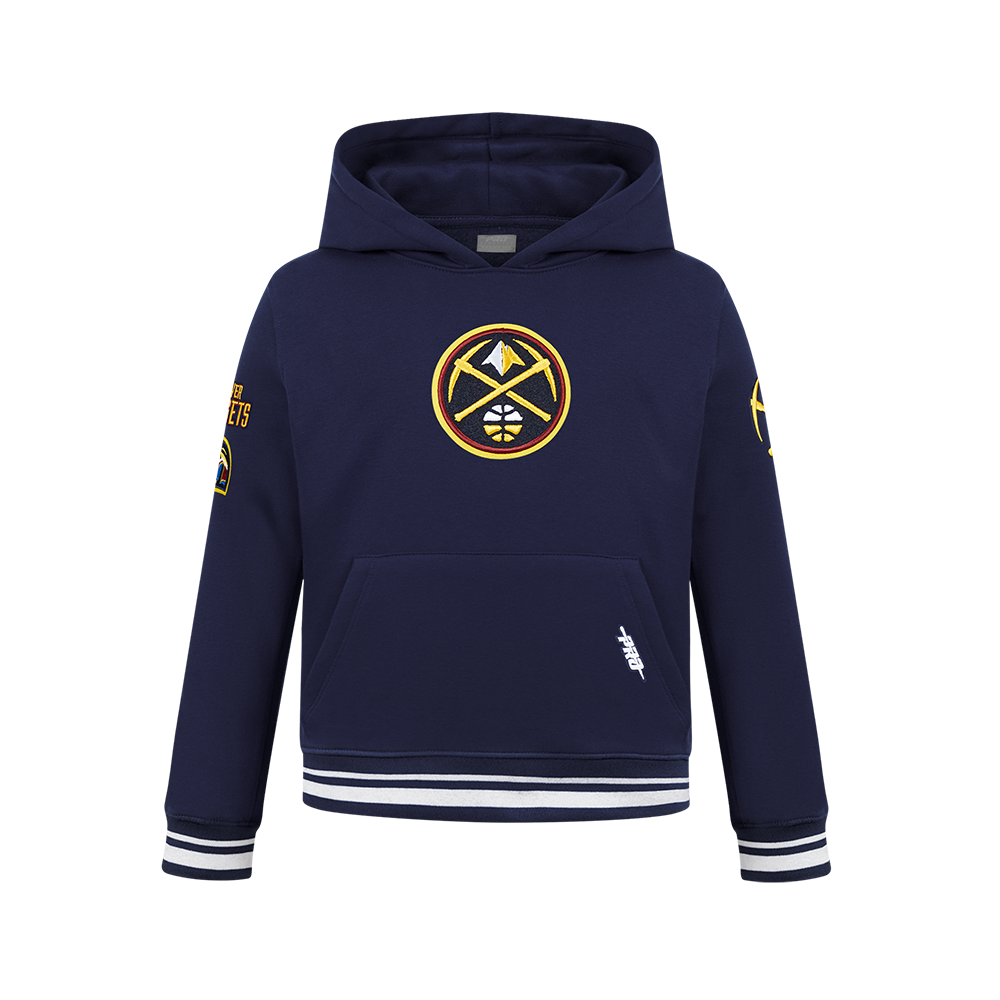NBA DENVER NUGGETS RETRO CLASSIC BIG BOY'S RIB FLEECE PULLOVER HOODIE (MIDNIGHT NAVY)