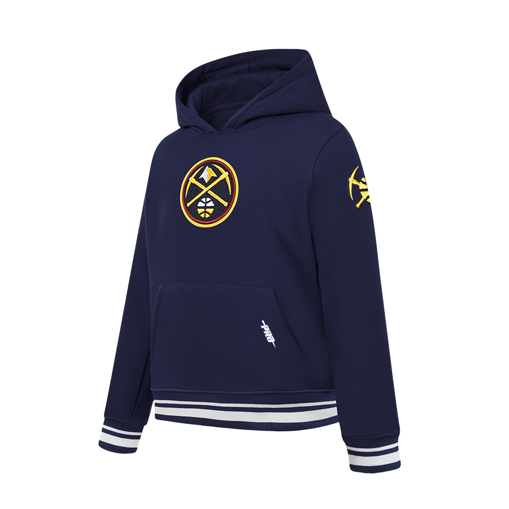 NBA DENVER NUGGETS RETRO CLASSIC BIG BOY'S RIB FLEECE PULLOVER HOODIE (MIDNIGHT NAVY)
