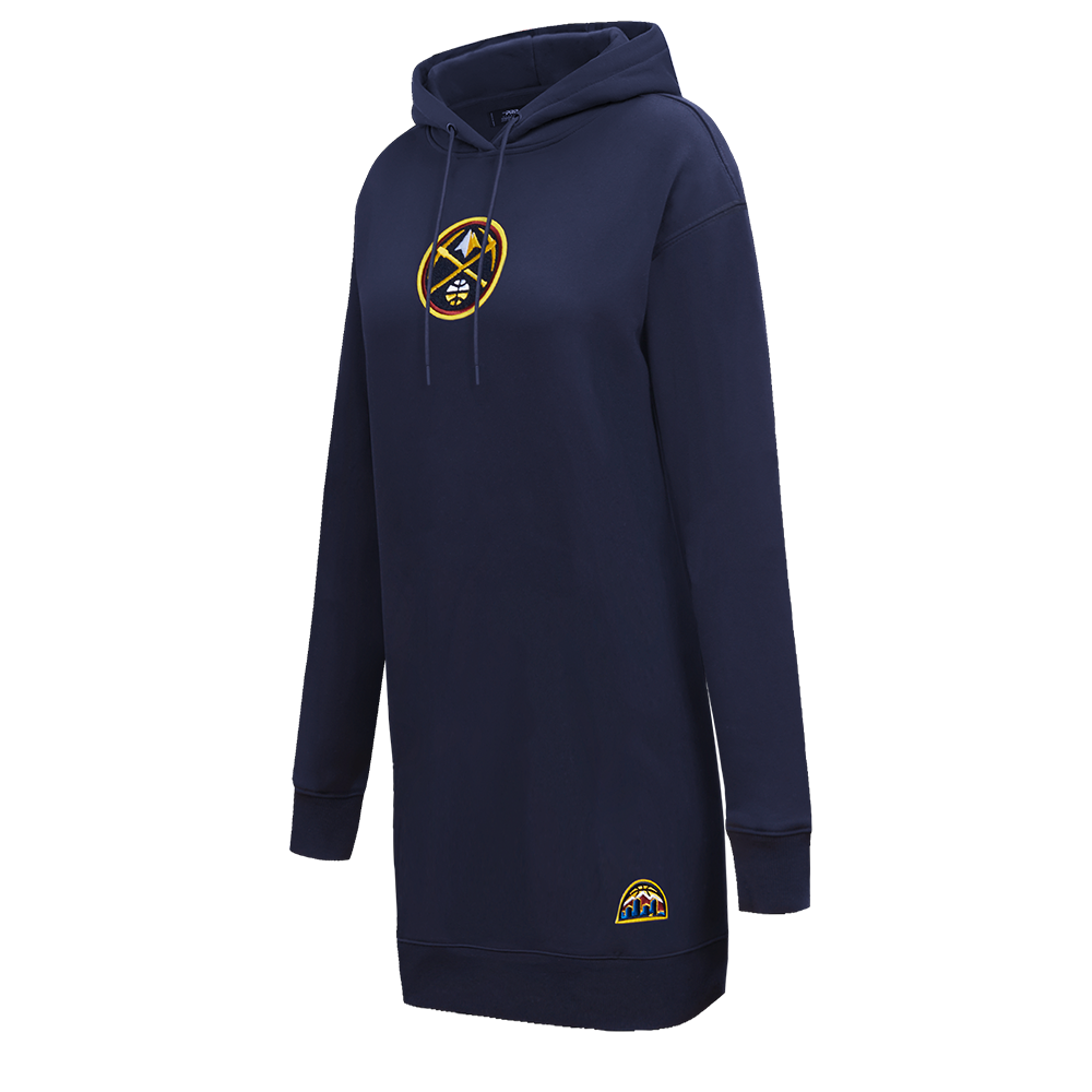 NBA DENVER NUGGETS CLASSIC WOMEN'S FLEECE HOODIE DRESS (MIDNIGHT NAVY)