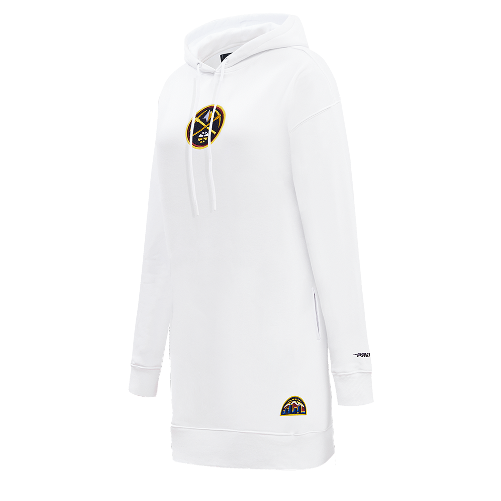 NBA DENVER NUGGETS CLASSIC WOMEN'S FLEECE HOODIE DRESS (WHITE)