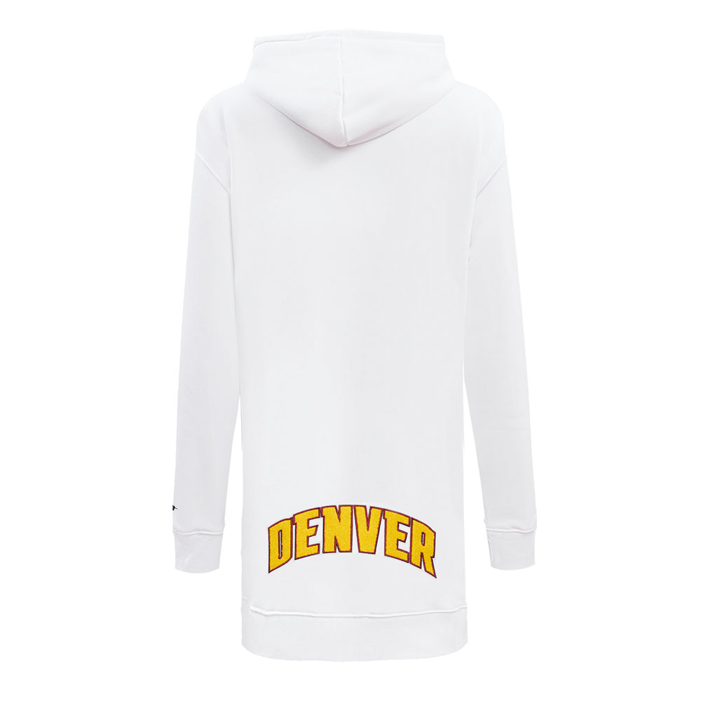 NBA DENVER NUGGETS CLASSIC WOMEN'S FLEECE HOODIE DRESS (WHITE)