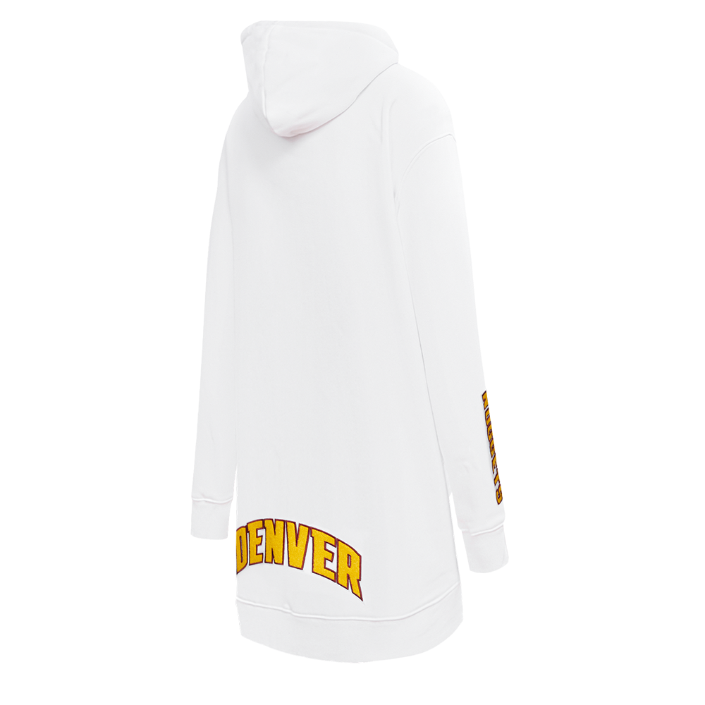 NBA DENVER NUGGETS CLASSIC WOMEN'S FLEECE HOODIE DRESS (WHITE)