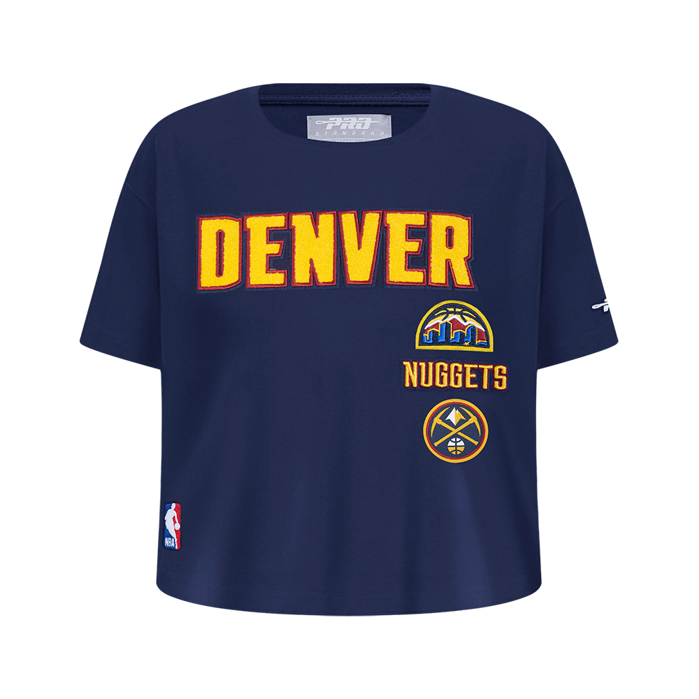 NBA DENVER NUGGETS RETRO CLASSIC BIG GIRL'S SHORT SLEEVE BOXY TEE (MIDNIGHT NAVY)
