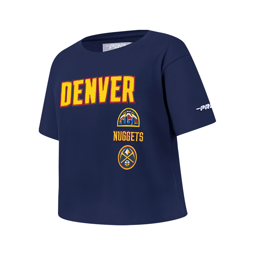 NBA DENVER NUGGETS RETRO CLASSIC BIG GIRL'S SHORT SLEEVE BOXY TEE (MIDNIGHT NAVY)