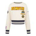 NBA DENVER NUGGETS RETRO CLASSIC BIG GIRL'S RIB FLC CREWNECK (EGGSHELL/ MIDNIGHT NAVY)