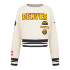 NBA DENVER NUGGETS RETRO CLASSIC BIG GIRL'S RIB FLC CREWNECK (EGGSHELL/ MIDNIGHT NAVY)
