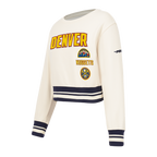 NBA DENVER NUGGETS RETRO CLASSIC BIG GIRL'S RIB FLC CREWNECK (EGGSHELL/ MIDNIGHT NAVY)