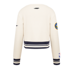 NBA DENVER NUGGETS RETRO CLASSIC BIG GIRL'S RIB FLC CREWNECK (EGGSHELL/ MIDNIGHT NAVY)