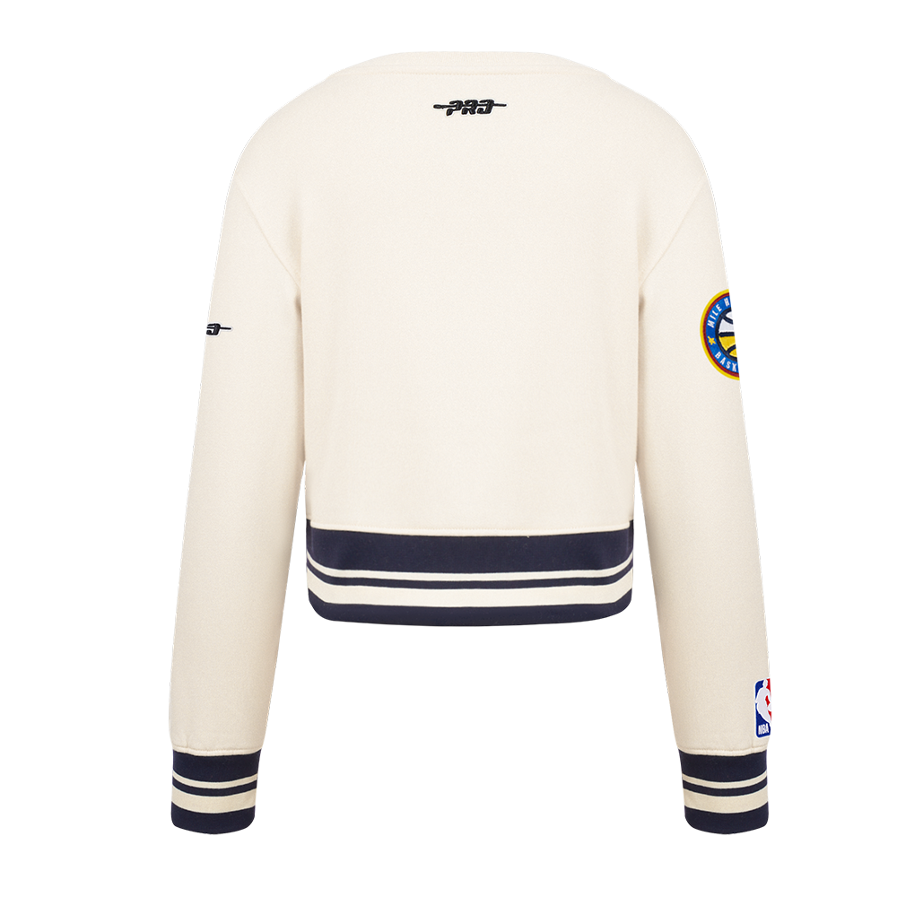 NBA DENVER NUGGETS RETRO CLASSIC BIG GIRL'S RIB FLC CREWNECK (EGGSHELL/ MIDNIGHT NAVY)