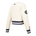 NBA DENVER NUGGETS RETRO CLASSIC BIG GIRL'S RIB FLC CREWNECK (EGGSHELL/ MIDNIGHT NAVY)