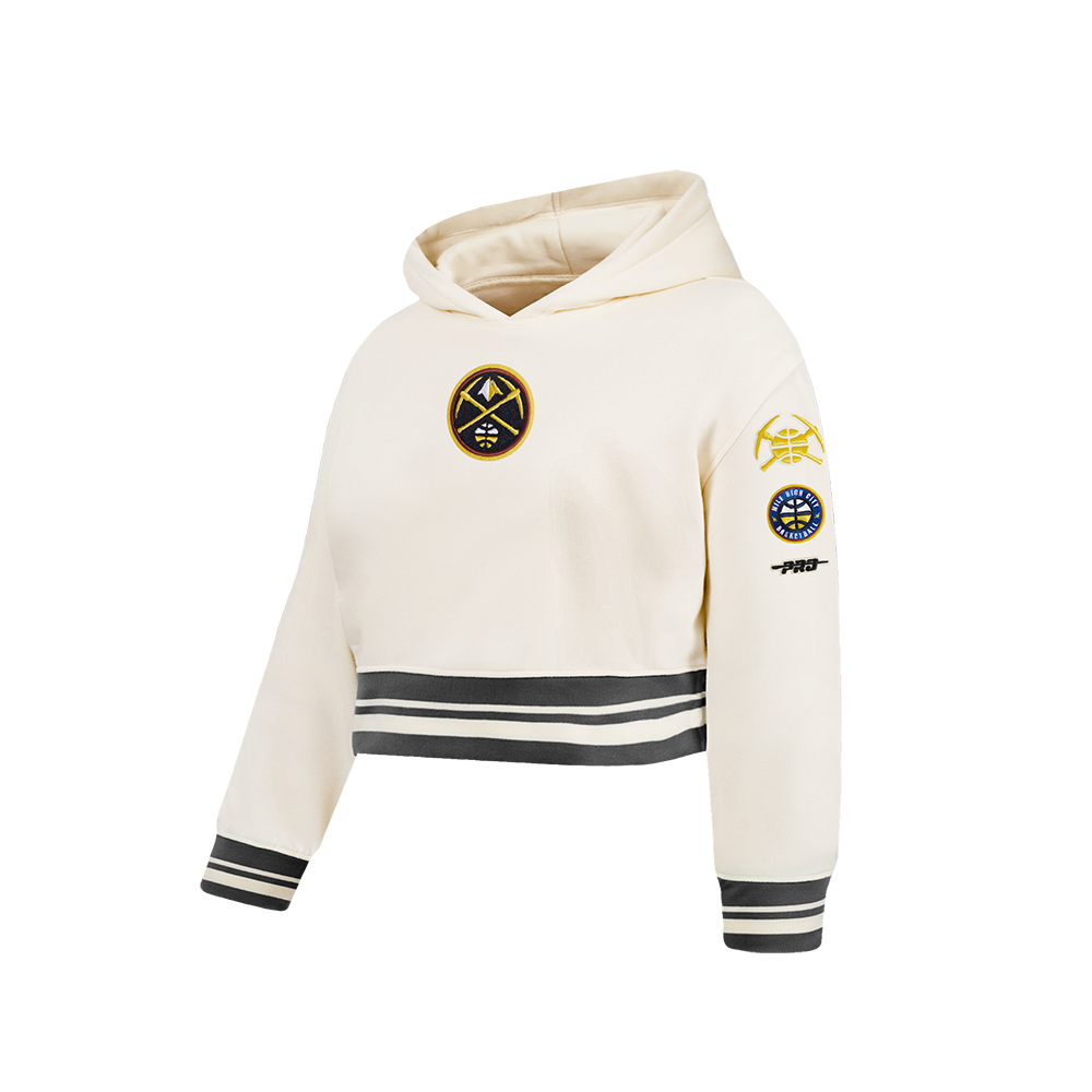 NBA DENVER NUGGETS RETRO CLASSIC BIG GIRL'S RIB FLC PO HOODIE (EGGSHELL/ MIDNIGHT NAVY)