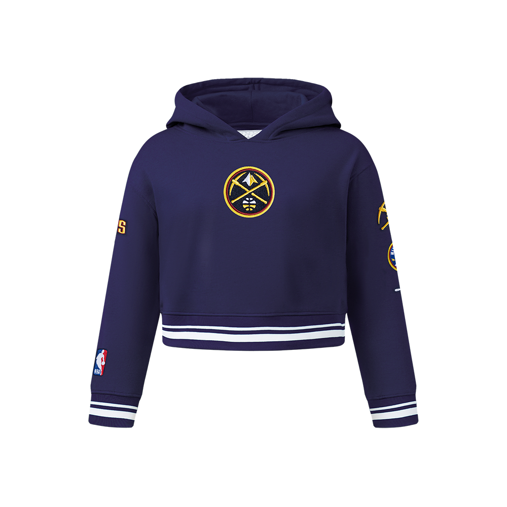 NBA DENVER NUGGETS RETRO CLASSIC BIG GIRL'S RIB FLC PO HOODIE (MIDNIGHT NAVY)