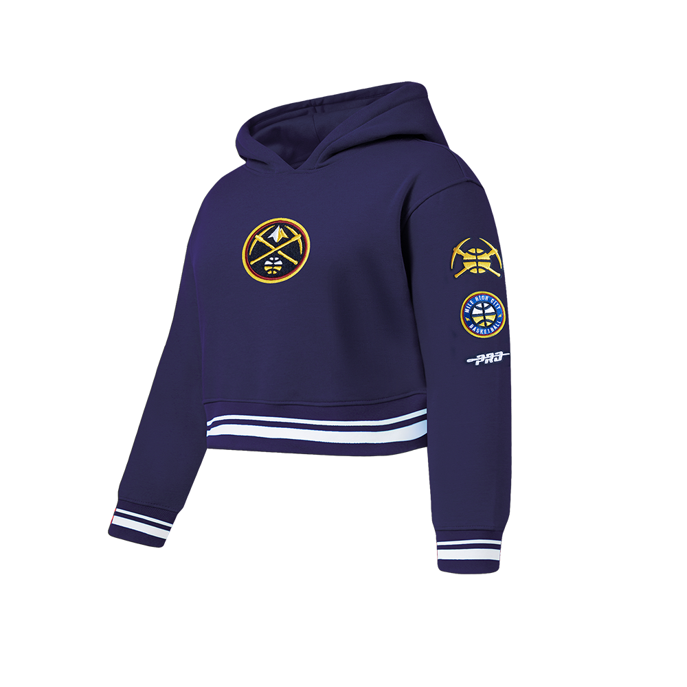 NBA DENVER NUGGETS RETRO CLASSIC BIG GIRL'S RIB FLC PO HOODIE (MIDNIGHT NAVY)