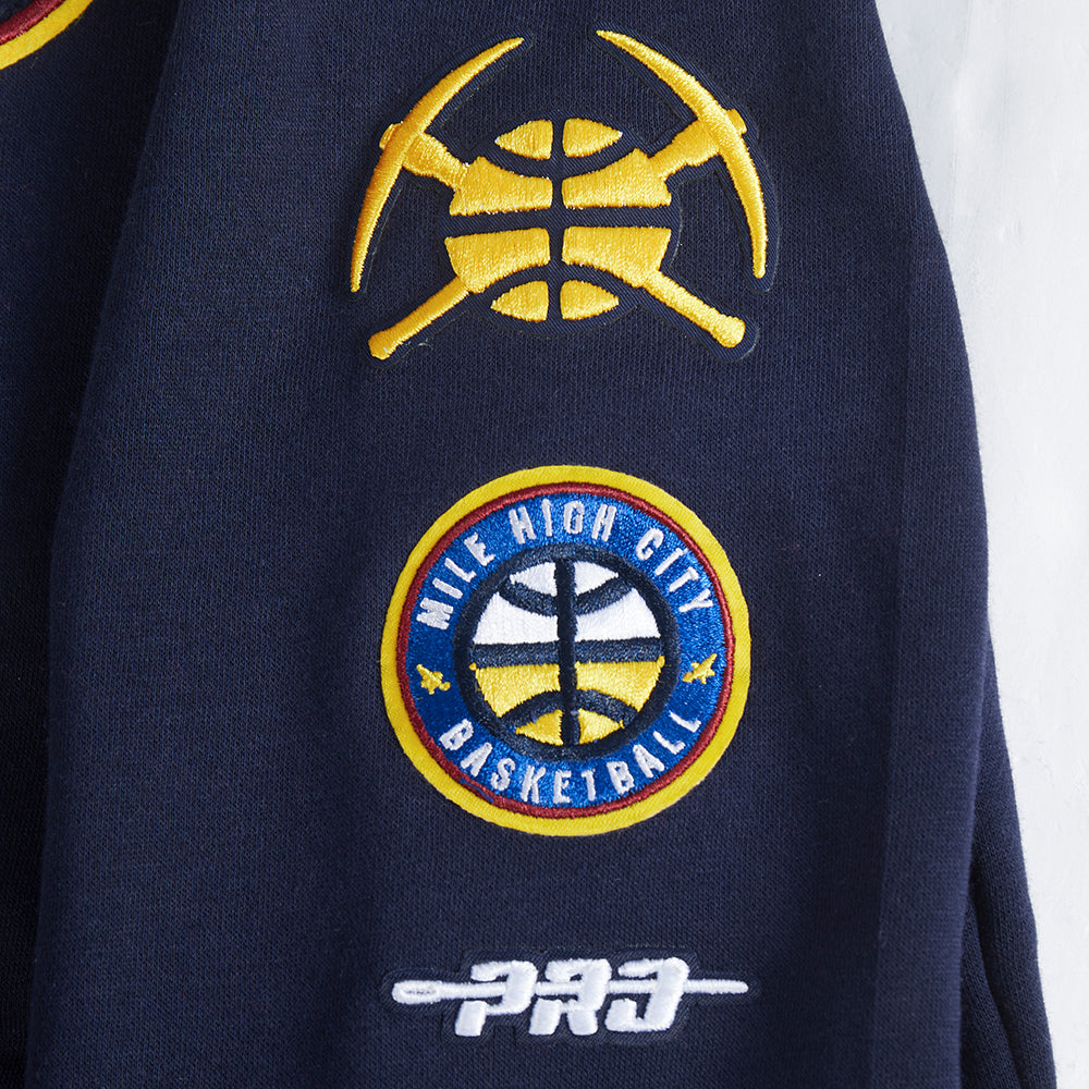 NBA DENVER NUGGETS RETRO CLASSIC BIG GIRL'S RIB FLC PO HOODIE (MIDNIGHT NAVY)