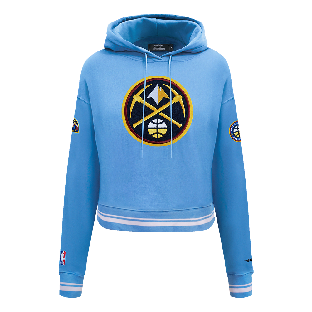 NBA DENVER NUGGETS RETRO CLASSIC WOMEN'S RIB CROPPED PO HOODIE (UNIVERSITY BLUE)