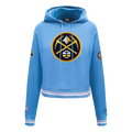 NBA DENVER NUGGETS RETRO CLASSIC WOMEN'S RIB CROPPED PO HOODIE (UNIVERSITY BLUE)