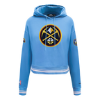 NBA DENVER NUGGETS RETRO CLASSIC WOMEN'S RIB CROPPED PO HOODIE (UNIVERSITY BLUE)
