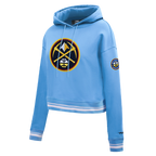 NBA DENVER NUGGETS RETRO CLASSIC WOMEN'S RIB CROPPED PO HOODIE (UNIVERSITY BLUE)