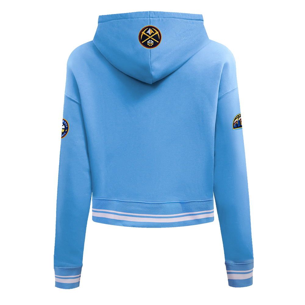 NBA DENVER NUGGETS RETRO CLASSIC WOMEN'S RIB CROPPED PO HOODIE (UNIVERSITY BLUE)