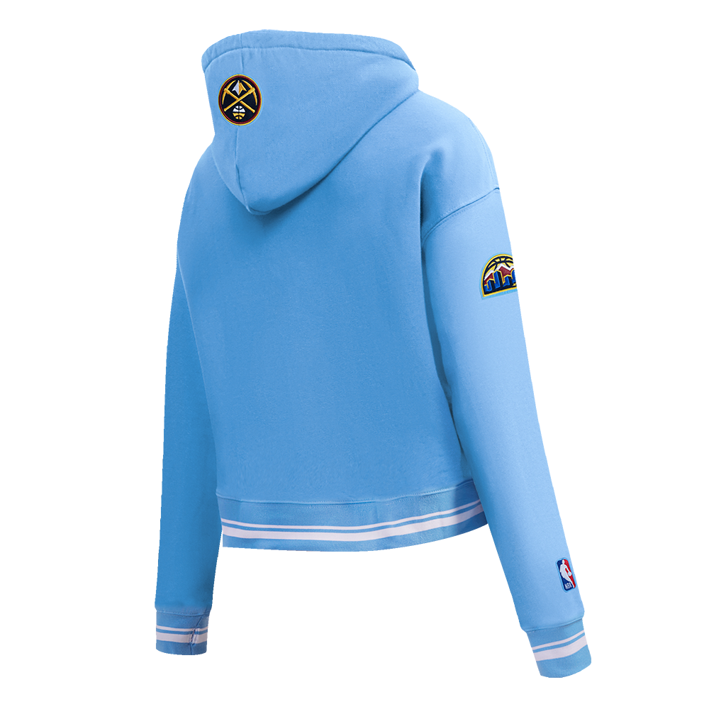 NBA DENVER NUGGETS RETRO CLASSIC WOMEN'S RIB CROPPED PO HOODIE (UNIVERSITY BLUE)