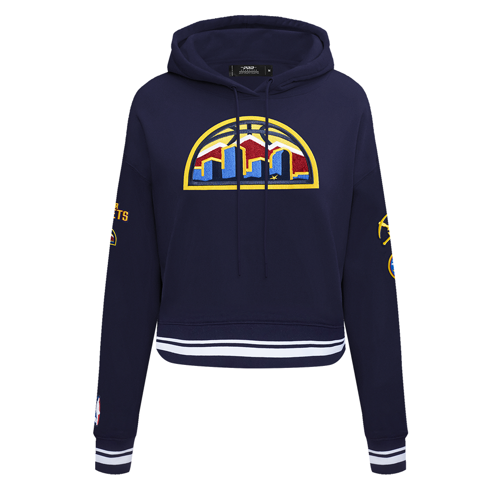 NBA DENVER NUGGETS RETRO CLASSIC CHANDAIL À CAPUCHON COURT CÔTELÉ POUR FEMME (MARINE MINUIT)