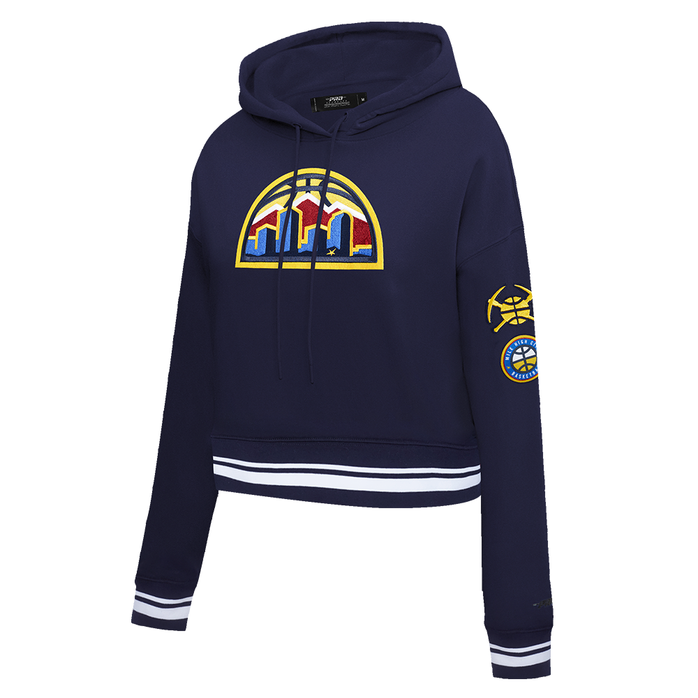 NBA DENVER NUGGETS RETRO CLASSIC CHANDAIL À CAPUCHON COURT CÔTELÉ POUR FEMME (MARINE MINUIT)