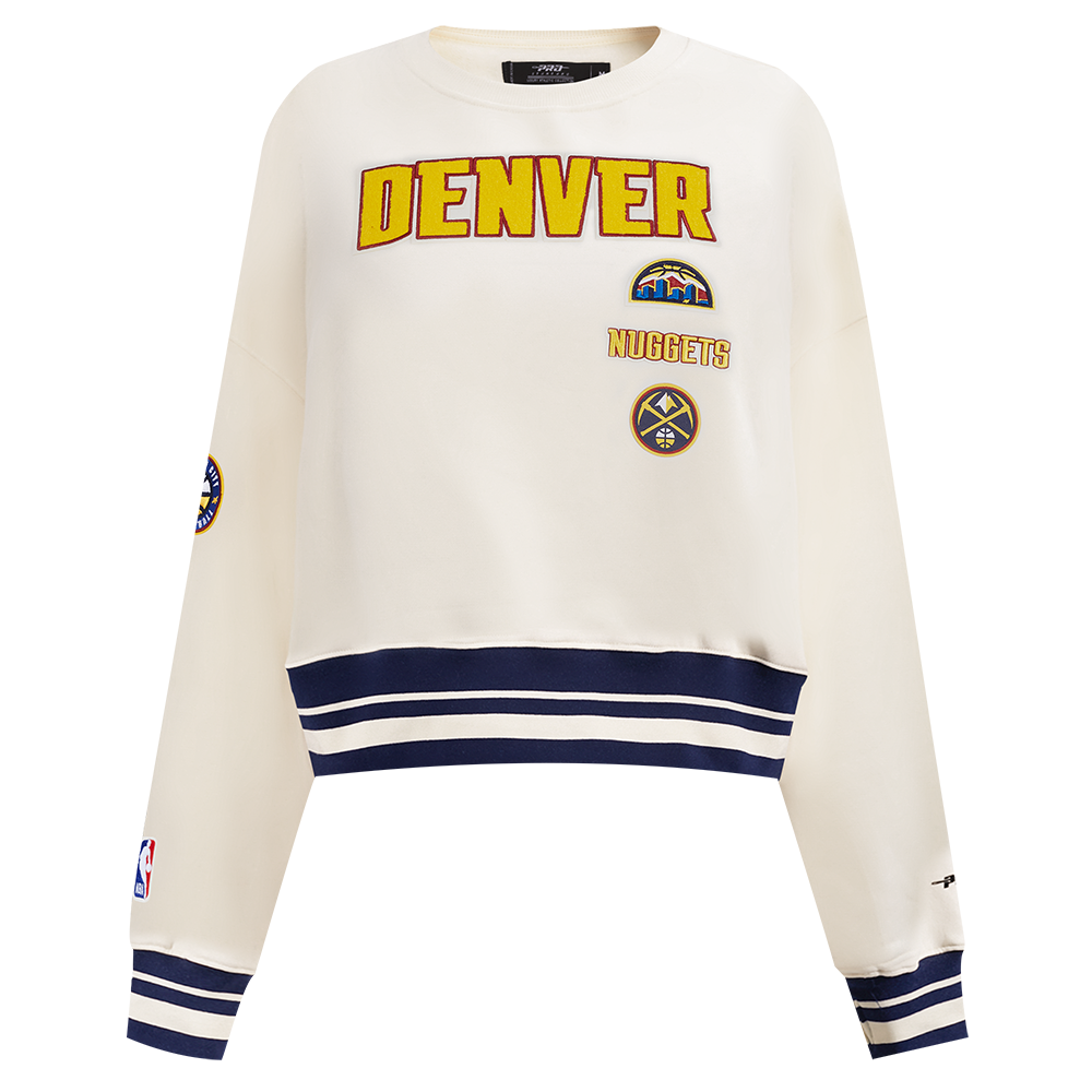 NBA DENVER NUGGETS RETRO CLASSIC WOMEN'S RIB CREWNECK (EGGSHELL/ MIDNIGHT NAVY)