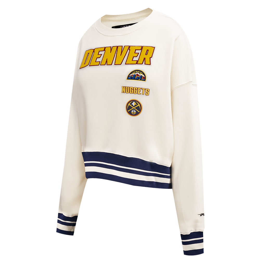 NBA DENVER NUGGETS RETRO CLASSIC WOMEN'S RIB CREWNECK (EGGSHELL/ MIDNIGHT NAVY)