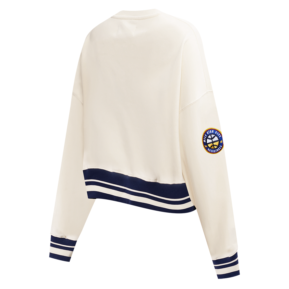 NBA DENVER NUGGETS RETRO CLASSIC WOMEN'S RIB CREWNECK (EGGSHELL/ MIDNIGHT NAVY)