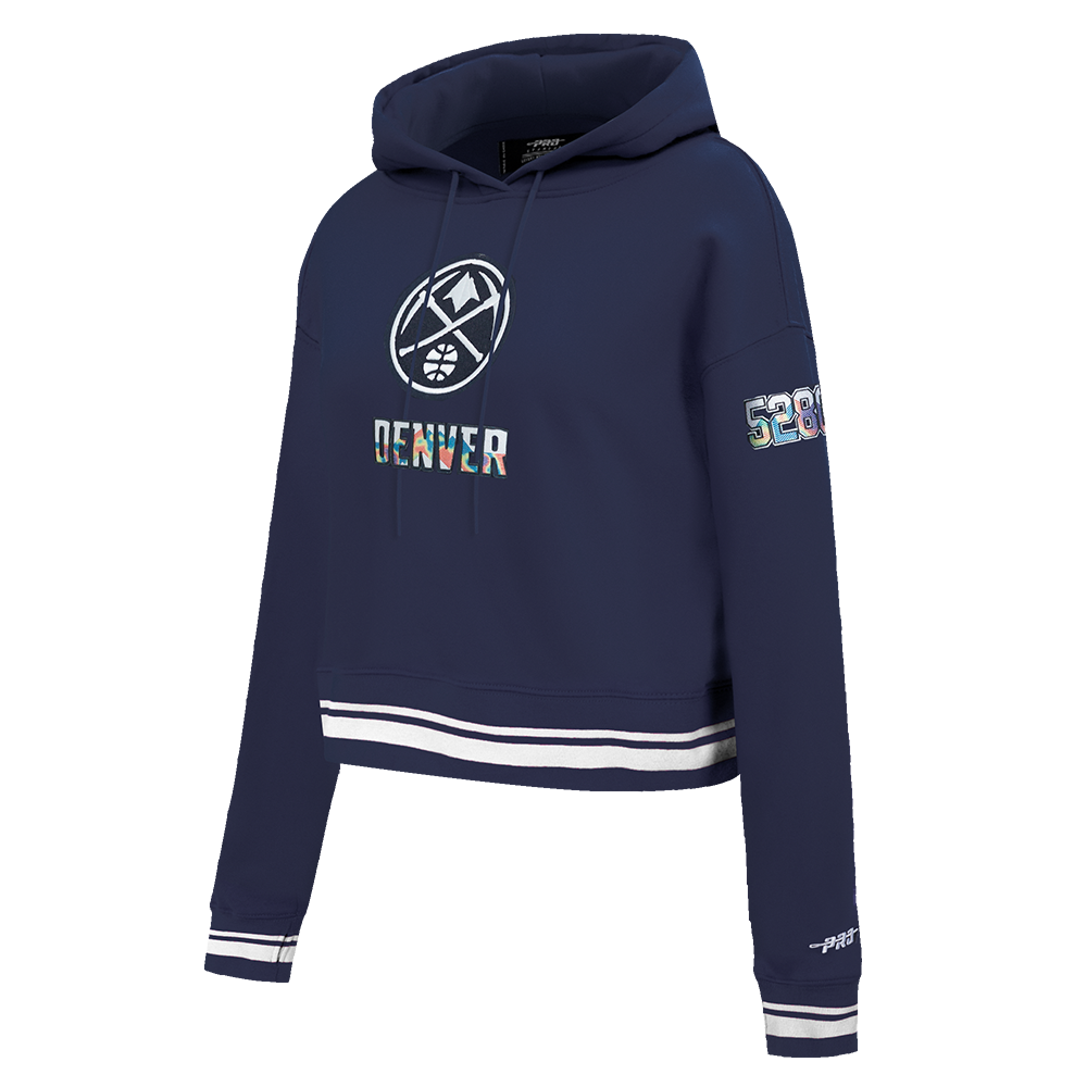 NBA DENVER NUGGETS CITY EDITION 24-25 WOMEN'S RIB FLEECE CROPPED PO HOODIE (MIDNIGHT NAVY)