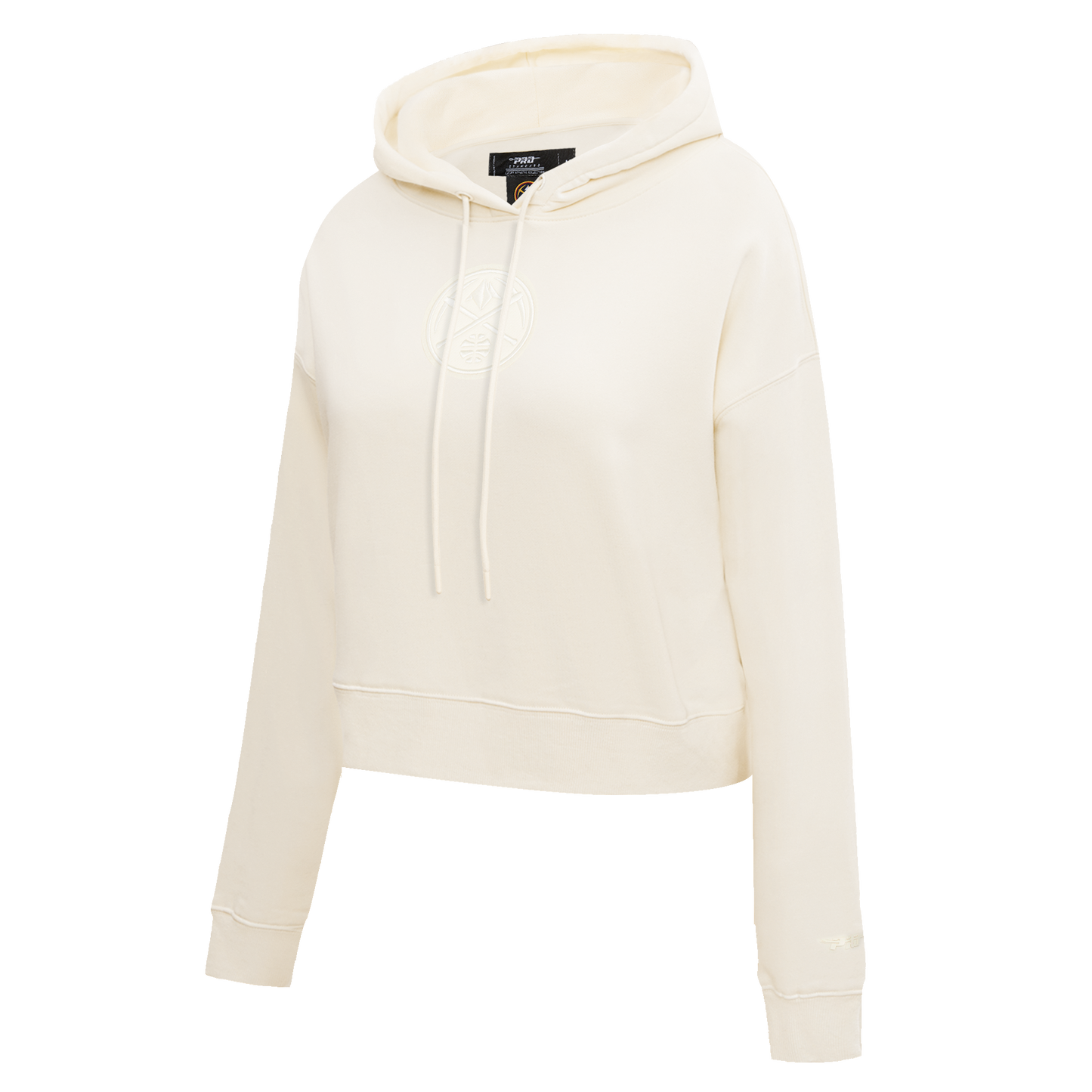 NBA DENVER NUGGETS NEUTRAL WOMEN'S CROPPED PULLOVER HOODIE (EGGSHELL)