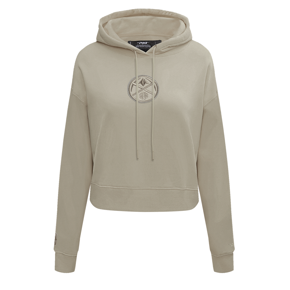 NBA DENVER NUGGETS NEUTRAL WOMEN'S CROPPED PULLOVER HOODIE (TAUPE)