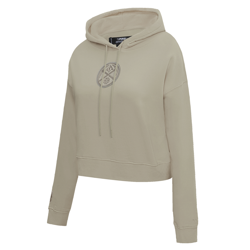 NBA DENVER NUGGETS NEUTRAL WOMEN'S CROPPED PULLOVER HOODIE (TAUPE)