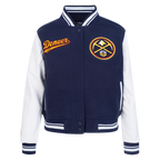 NBA DENVER NUGGETS SCRIPT TAIL BLOUSON COLLÉGIAL EN LAINE POUR FEMME (MARINE MINUIT/BLANC)
