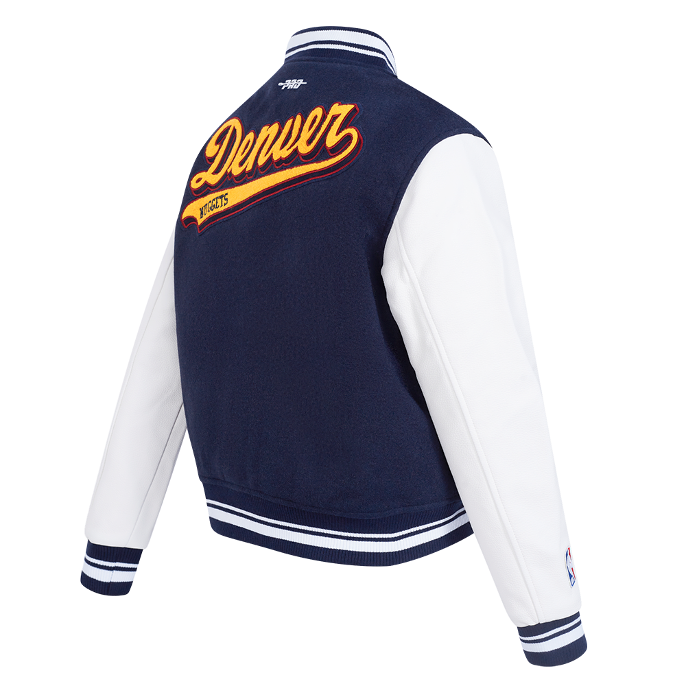 NBA DENVER NUGGETS SCRIPT TAIL BLOUSON COLLÉGIAL EN LAINE POUR FEMME (MARINE MINUIT/BLANC)