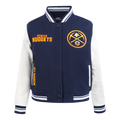 NBA DENVER NUGGETS RETRO CLASSIC WOMEN'S RIB WOOL VARSITY JACKET (MIDNIGHT NAVY/WHITE)