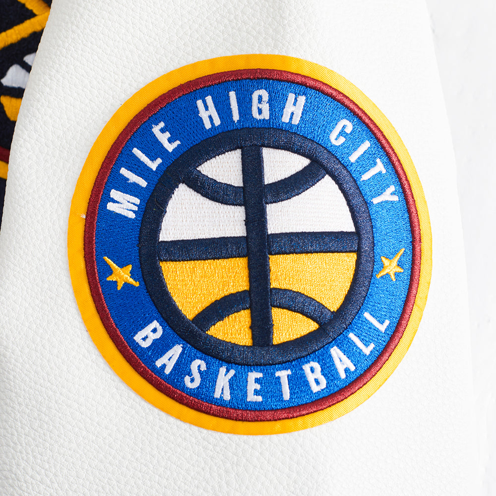 NBA DENVER NUGGETS RETRO CLASSIC WOMEN'S RIB WOOL VARSITY JACKET (MIDNIGHT NAVY/WHITE)