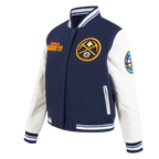 NBA DENVER NUGGETS RETRO CLASSIC WOMEN'S RIB WOOL VARSITY JACKET (MIDNIGHT NAVY/WHITE)