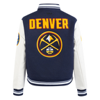 NBA DENVER NUGGETS RETRO CLASSIC WOMEN'S RIB WOOL VARSITY JACKET (MIDNIGHT NAVY/WHITE)