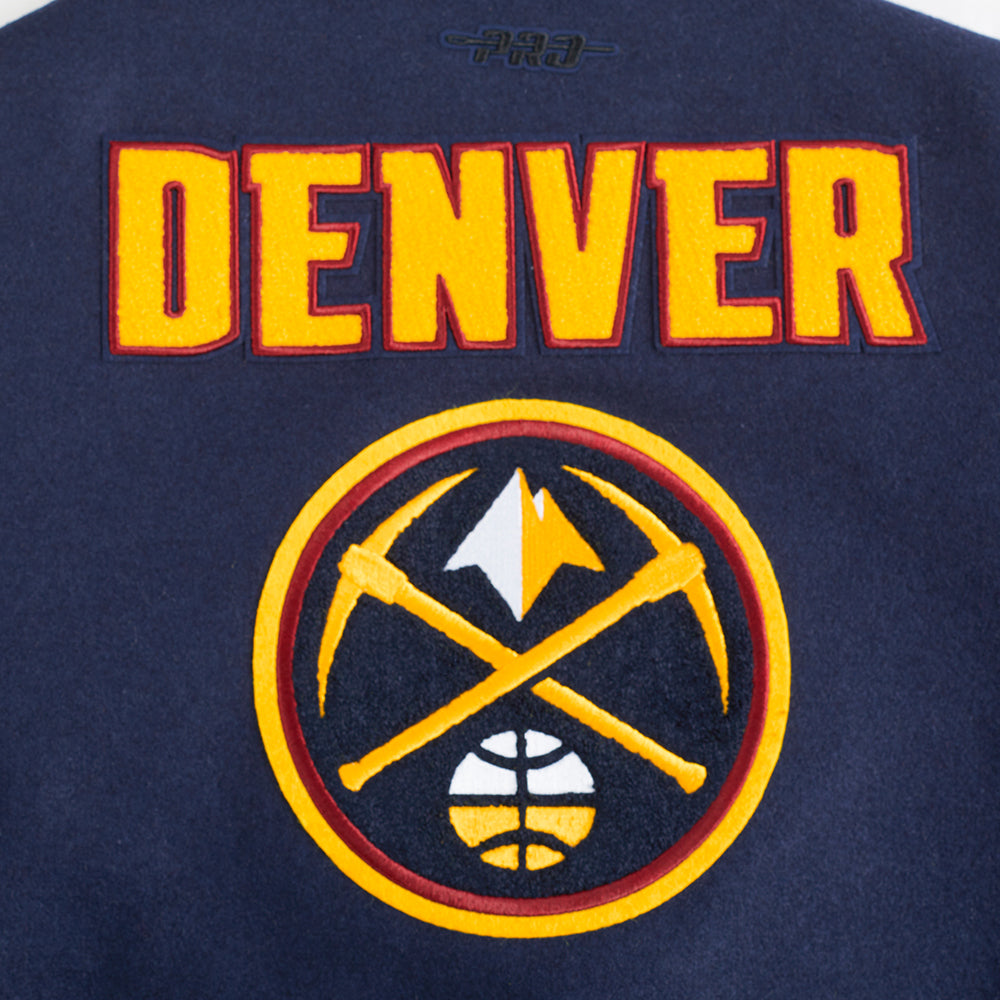 NBA DENVER NUGGETS RETRO CLASSIC WOMEN'S RIB WOOL VARSITY JACKET (MIDNIGHT NAVY/WHITE)