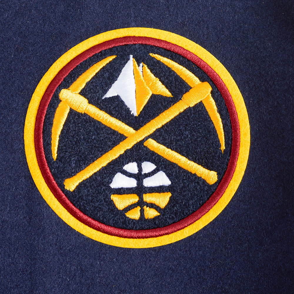 NBA DENVER NUGGETS RETRO CLASSIC WOMEN'S RIB WOOL VARSITY JACKET (MIDNIGHT NAVY/WHITE)