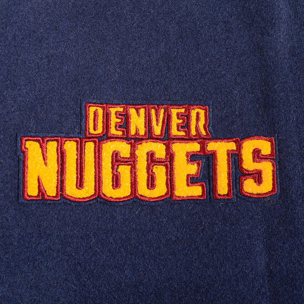 NBA DENVER NUGGETS RETRO CLASSIC WOMEN'S RIB WOOL VARSITY JACKET (MIDNIGHT NAVY/WHITE)
