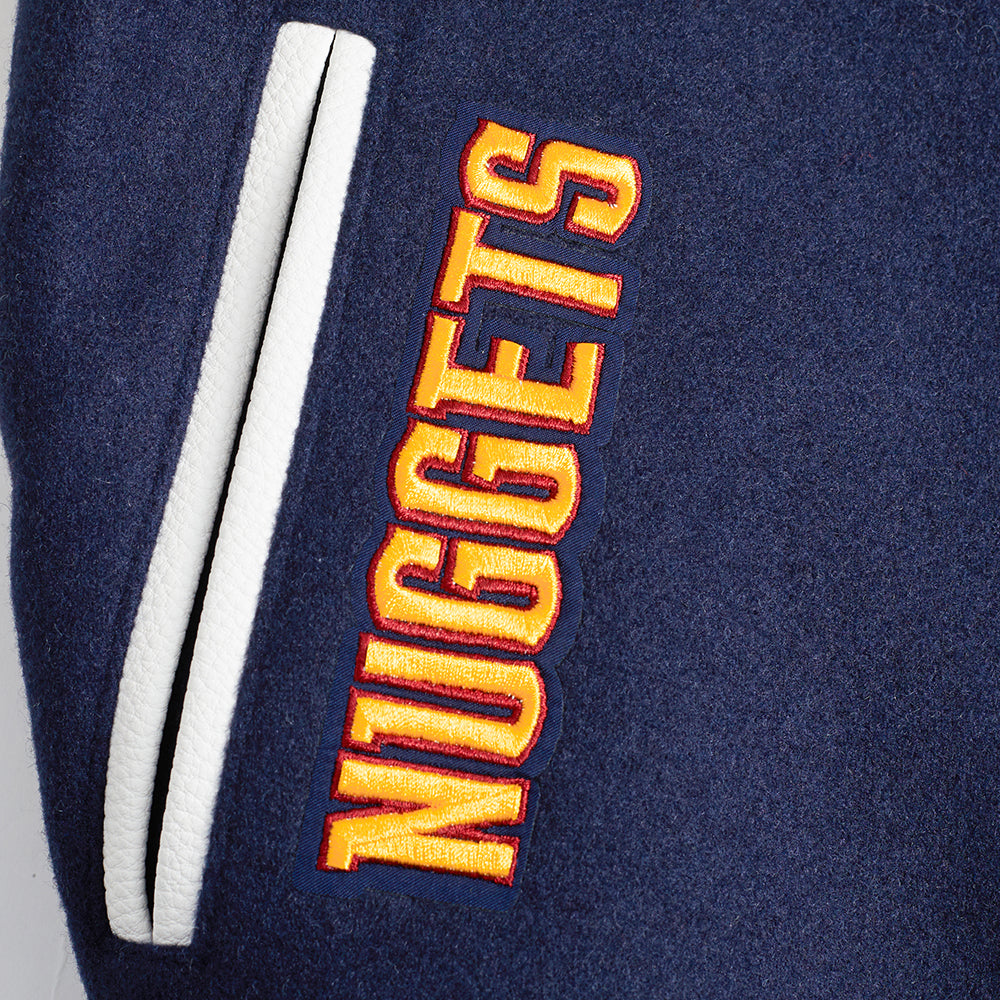 NBA DENVER NUGGETS RETRO CLASSIC WOMEN'S RIB WOOL VARSITY JACKET (MIDNIGHT NAVY/WHITE)