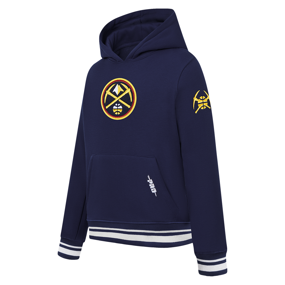NBA DENVER NUGGETS RETRO CLASSIC LITTLE BOYS RIB FLEECE PULLOVER HOODIE (MIDNIGHT NAVY)