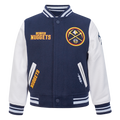 NBA DENVER NUGGETS RETRO CLASSIC BLOUSON COLLÉGIAL EN LAINE À BORDS CÔTELÉS POUR GARÇON ENFANT (MARINE MINUIT/BLANC)