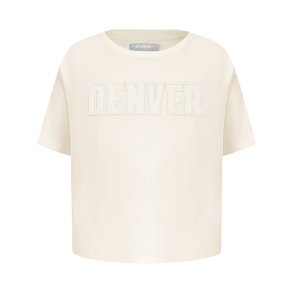 NBA DENVER NUGGETS NEUTRAL T-SHIRT À COUPE CARRÉE À MANCHES COURTES POUR FILLE ENFANT (COQUILLE D'ŒUF)