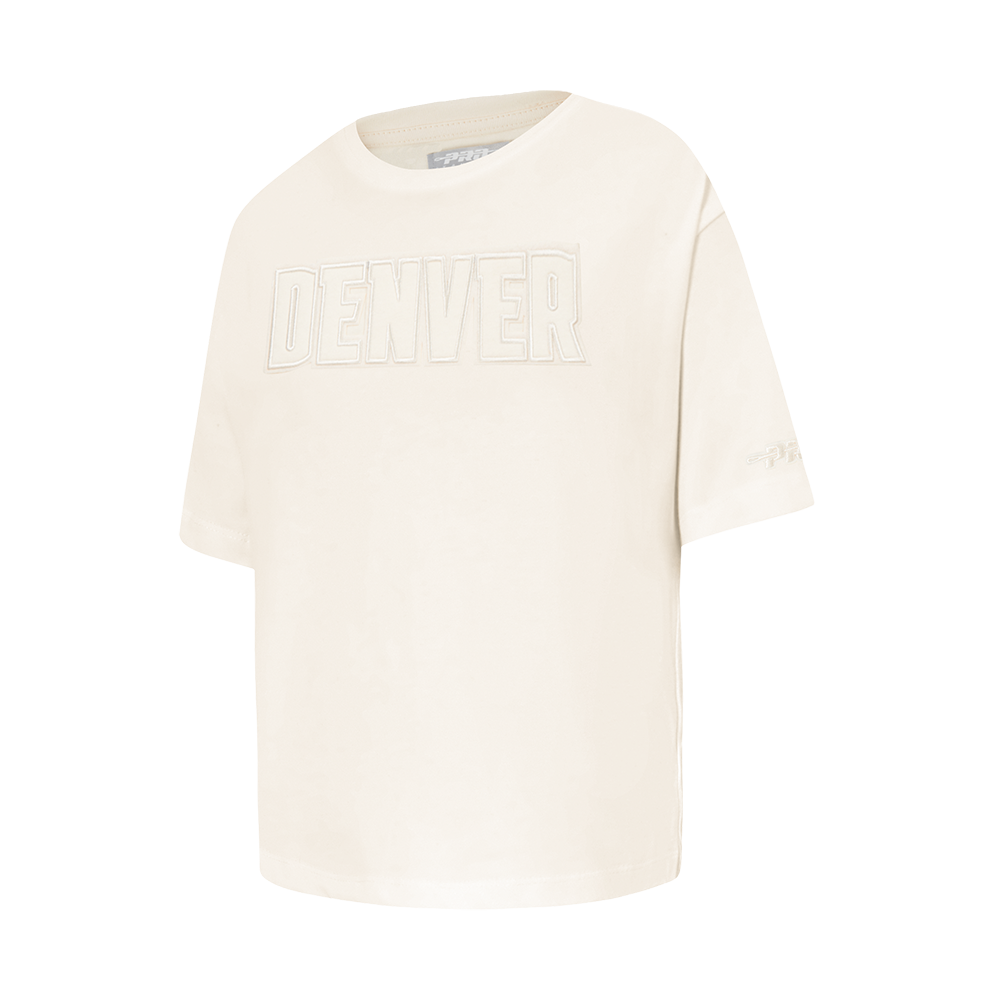 NBA DENVER NUGGETS NEUTRAL LITTLE GIRLS SHORT SLEEVE BOXY TEE (EGGSHELL)