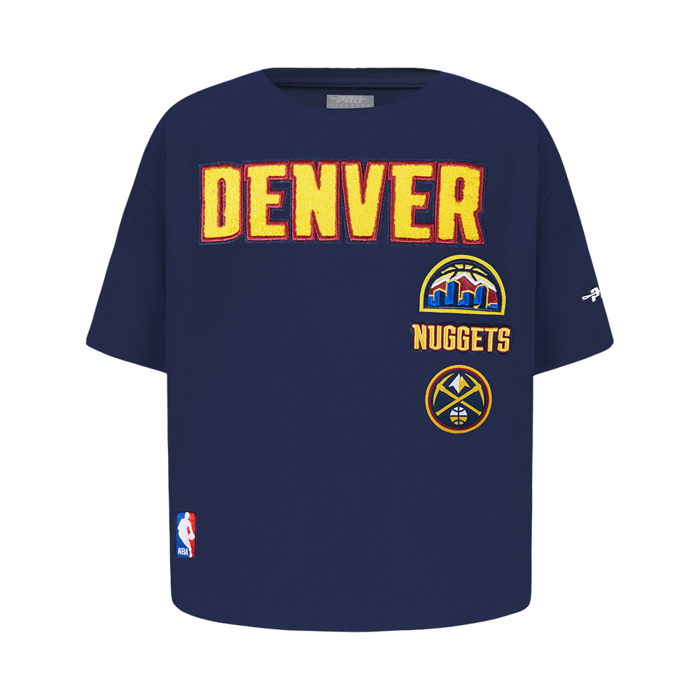 NBA DENVER NUGGETS RETRO CLASSIC LITTLE GIRL'S SHORT SLEEVE BOXY TEE (MIDNIGHT NAVY)